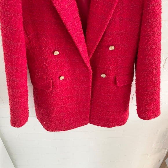 LC Waikiki Vision Women's Blazer Tweed Jacket Chanel vibe Double breasted Red S - Picture 8 of 16